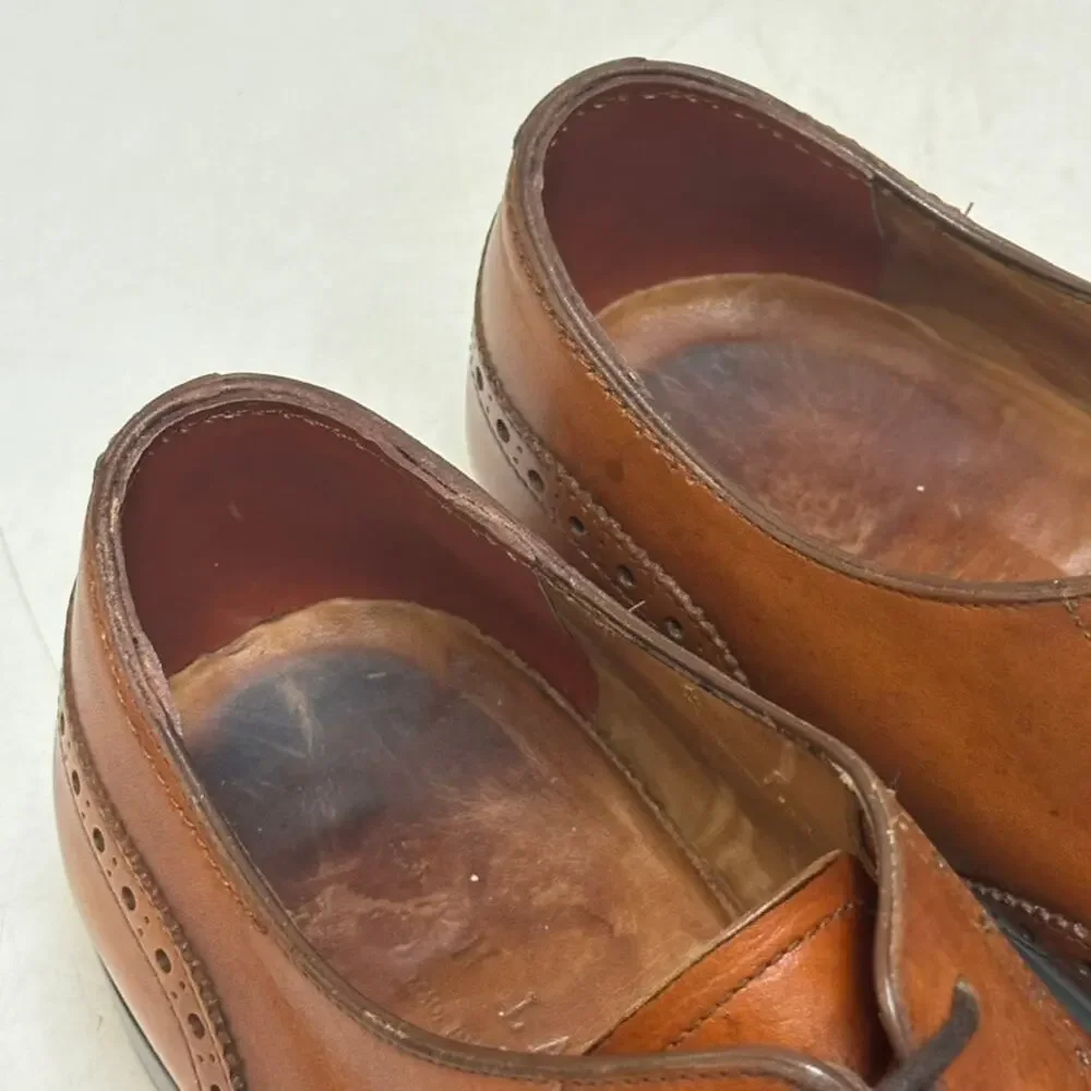 FULLY RESOELD Ralph Lauren Purple Label Wingtip Oxford Calf Made in Itely 8.5 D
